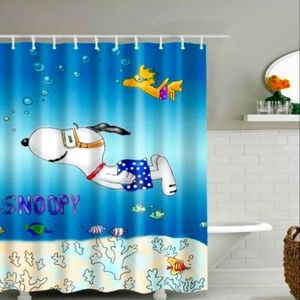 Cartoon Happy Swimming Snoopy Shower Curtain